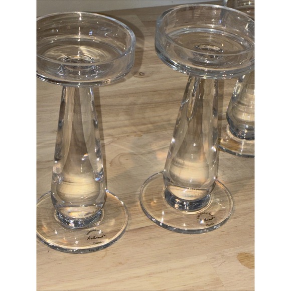 Hand Blown Glass Candleholders Set Of 3 Pillar - Picture 3 of 15